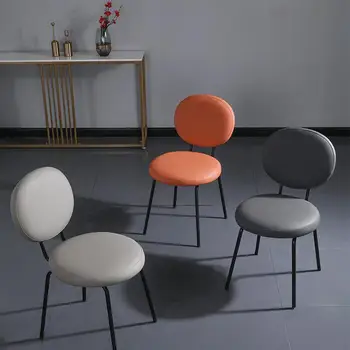 האוכל בקומה כיסא הטרקלין המודרני עור פלדה לבן ראטן מעצב כיסאות יחיד חמוד Chaises-סל אבוס נורדי רהיטים